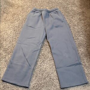Wide Leg Fleece Pants for Women - Dusty Blue/Grey
